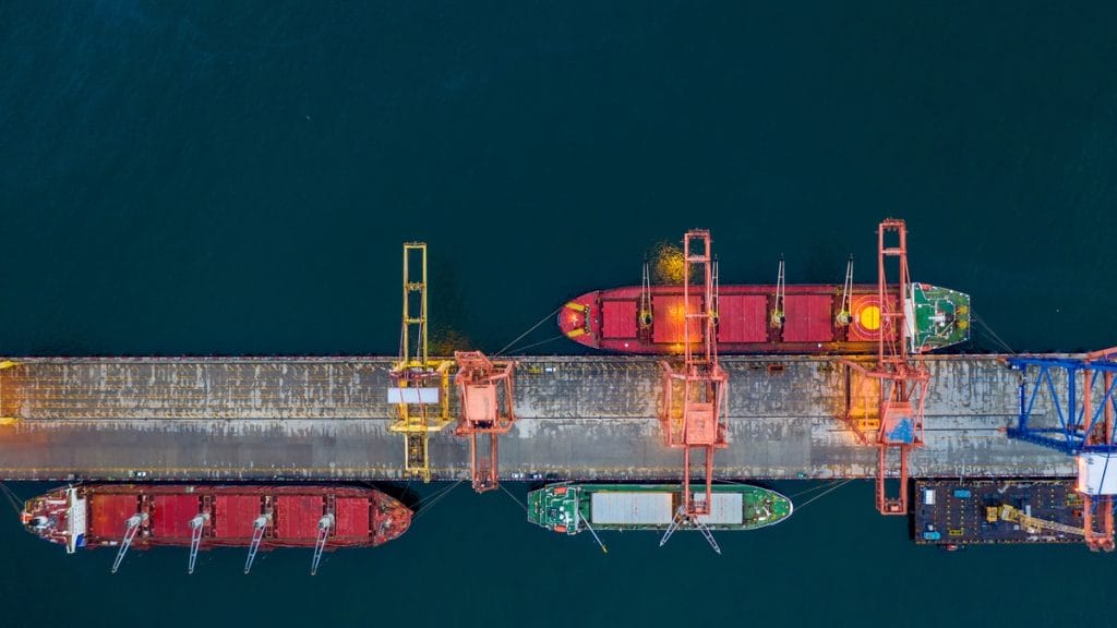Aerial view of shipping dock